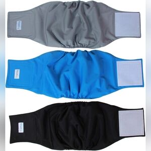 3pcs Reusable Wrap Diapers for Male Dogs (Size L1, 16" to 20" waist)